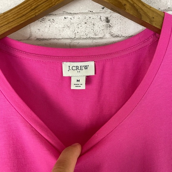J. Crew Factory Bright Pink Tiered T Shirt Dress - Picture 4 of 5